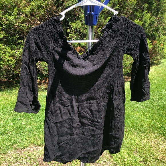 NAT Black smoked off the shoulder top size M - Picture 3 of 5